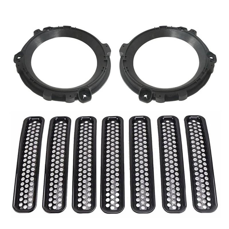 2/7/9 Stücke Auto Vorne Mitte Net Grille Trim Ring Rahmen Für Jeep Für Wrangler TJ 1997 1998 1999 2000 2001 2002 2003 2004 2005 2006 Kühlergitter Auto Kühlergrill Frontgrill(9pcs) von Bpjikxf