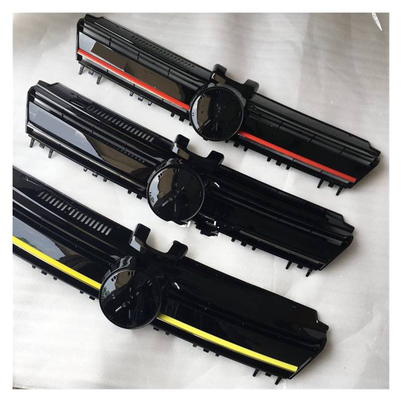 ABS Auto Auto Vorderen Stoßfänger Mesh Grille Grill Für VW Für Golf MK7 Für GTI Für R 2015 2016 2017 Front Kühlergrill Kühlergitter Auto Kühlergrill Frontgrill(Yellow Stripe) von Bpjikxf