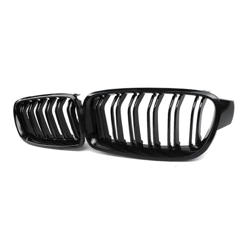 Auto Doppel Lamellen Front Niere Grill Für 3 Serie F30 F31 F35 2012 2013 2014 2015 2016 2017 2018 Carbon Faser Glanz Schwarz Kühlergitter Auto Kühlergrill Frontgrill(Gloss Black) von Bpjikxf