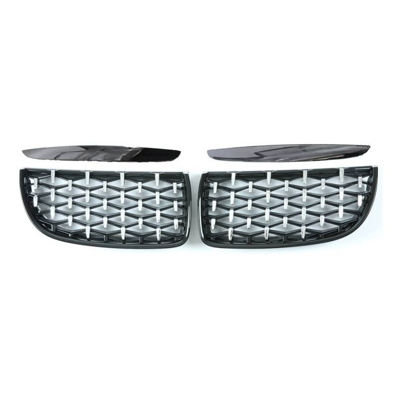 Auto Racing Grill Für E90 E91 318i 320i 325i 3 Serie 2005 2006 2007 2008 2009 2010 2011 2012 Vorne Nieren Gitter Kühlergitter Auto Kühlergrill Frontgrill(Silver and Black 05) von Bpjikxf