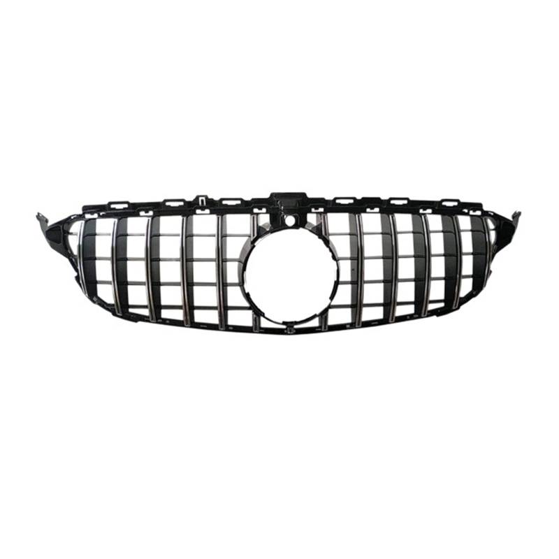 C-Klasse W205 Diamantgrill GT Kühlergrill Für C200 C300 C450 C250 C180 C220 2015 2016 2017 2018 2019 2020 2021 C63 Kühlergrill Kühlergitter Auto Kühlergrill Frontgrill(Silver with c15-18) von Bpjikxf
