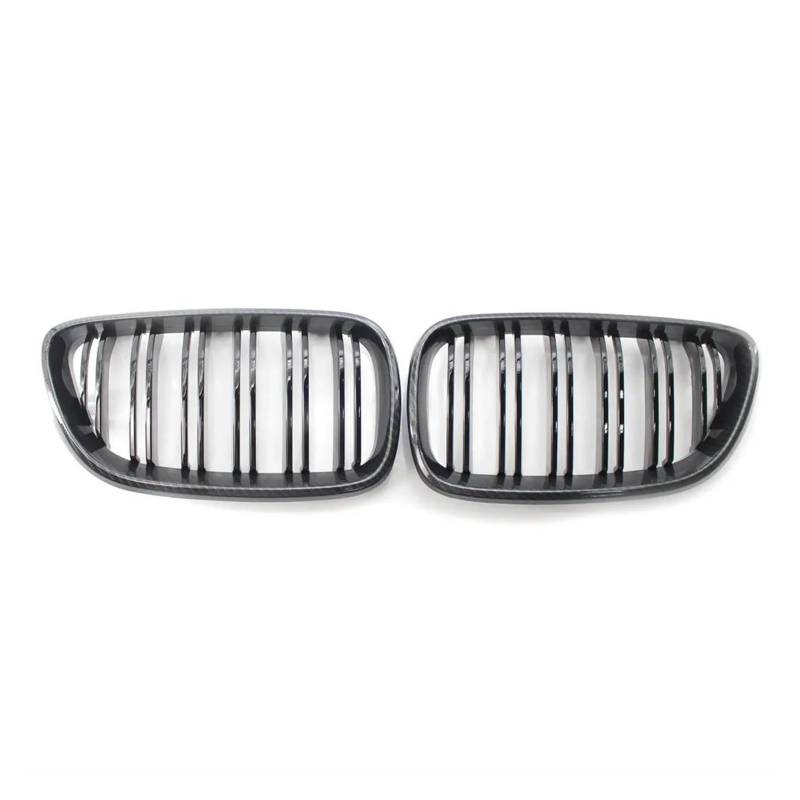 Carbon Faser Farbe Dual Lamellen Front Hood Nieren Gitter Grill Kompatibel Für F22 F23 M2 2014-2015 2016 2017 2018 Für 225i 218i 220i Kühlergitter Auto Kühlergrill Frontgrill(Kohlefaser-Optik) von Bpjikxf