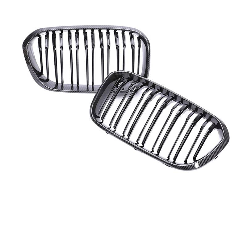 Doppelter 2-Lamellen-Grill Für 1er F20 F21 LCI 120i 2016 2017 2018 2019 Frontstoßstangen-Nierengrill Mattschwarzes Autozubehör Kühlergitter Auto Kühlergrill Frontgrill(Dual Carbon Look) von Bpjikxf