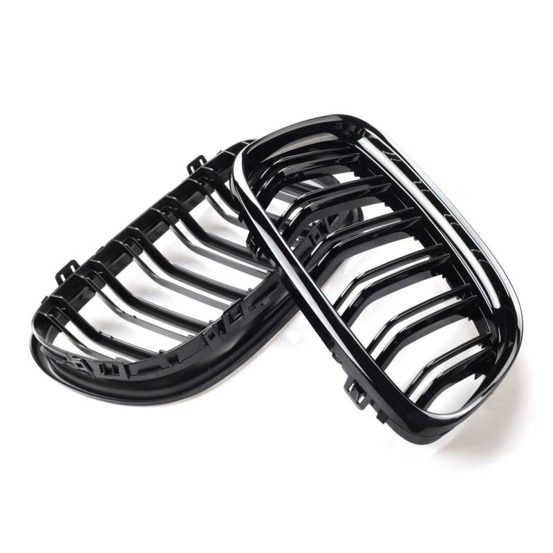 EIN Paar Für 3er E90 E91 2009 2010 2011 2012 Autogrill Grill Frontniere Glänzend 2-zeilig Doppellamelle Auto-Styling Kühlergitter Auto Kühlergrill Frontgrill von Bpjikxf
