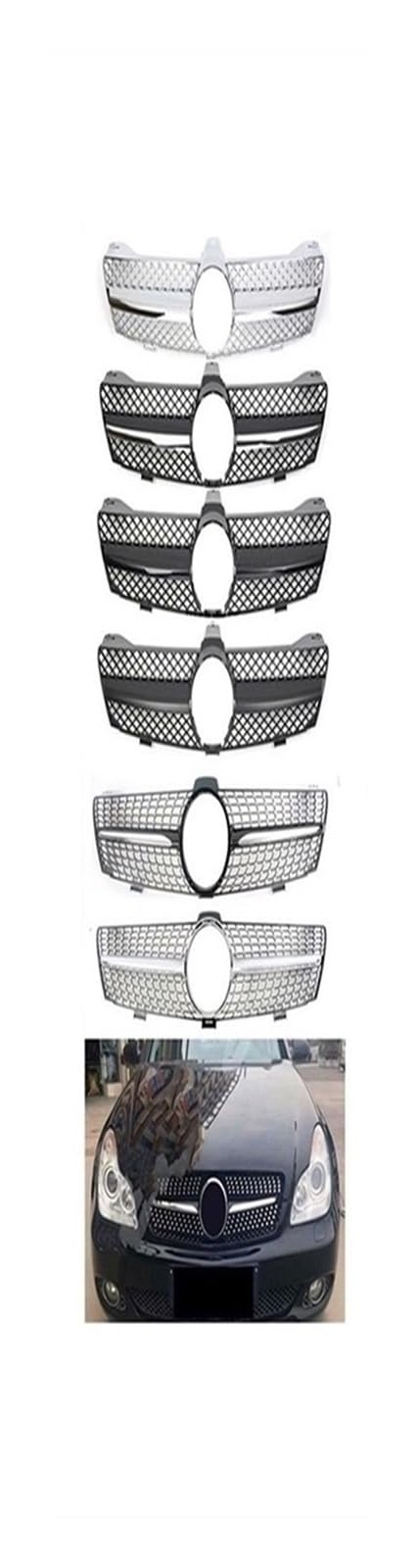 Frontgrill Für Benz W219 Für CLS-Klasse 2005 2006 2007, Oberer Stoßstangengrill, Racing Facelift. Kühlergitter Auto Kühlergrill Frontgrill(E) von Bpjikxf