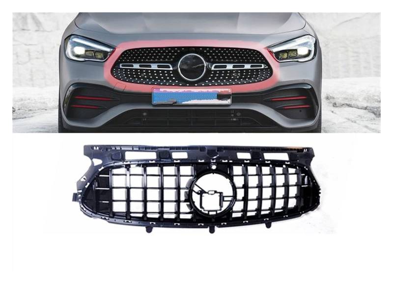 Frontgrill Im GLA45-Stil Für GLA-Klasse H247 2020 2021 2022 2023 2024 Für GLA 180 Für GLA 200 Für GLA 220 Nicht Für GLA 45 Für AMG Kühlergitter Auto Kühlergrill Frontgrill(AMG Package - Black) von Bpjikxf