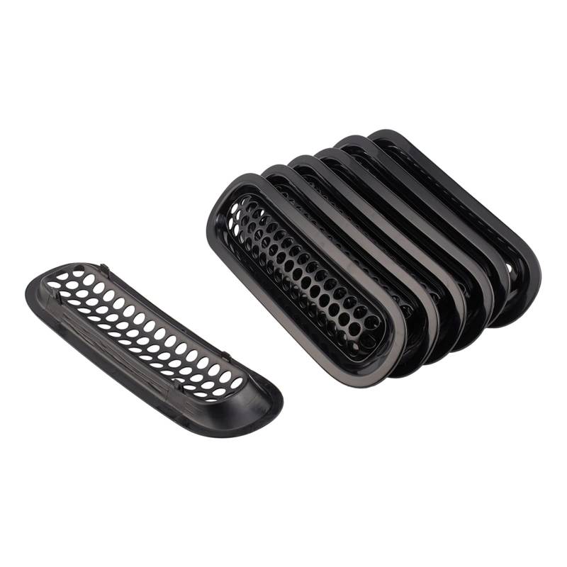 Frontgrill Mesh Racing Grille Einsätze Kit ABS Für Jeep Für Wrangler JK 2007 2008 2009 2010 2011 2012 2013 2014 2015 2016 2017 Kühlergitter Auto Kühlergrill Frontgrill(Glossy Black) von Bpjikxf