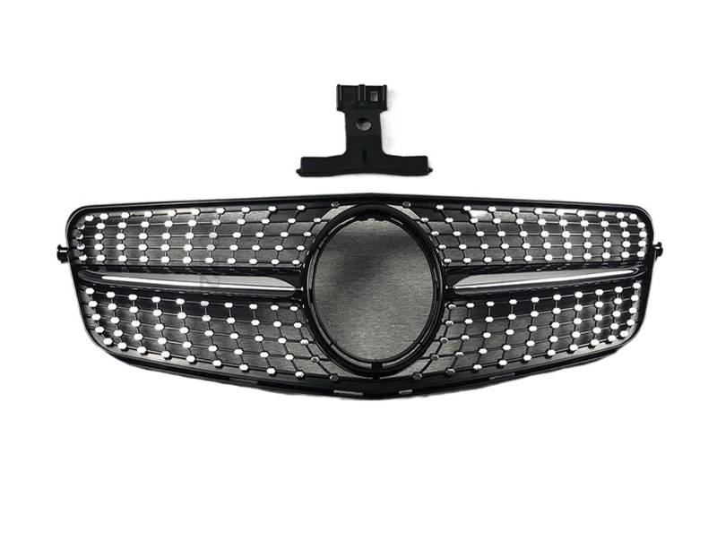 Für Benz C Klasse W204 07 2008 2009 2010 2011 2012 2013 2014 C180 C200 C250 C300 C350 Diamant Stil Gitter Vorne Grill Kühlergitter Auto Kühlergrill Frontgrill(Glossy Black) von Bpjikxf