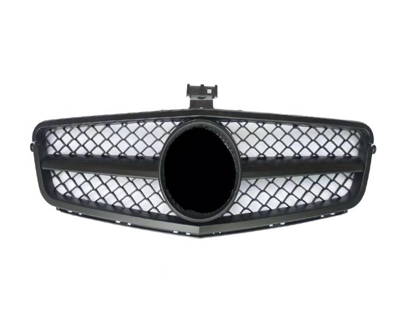Für Benz C-Klasse W204 C180 C200 C300 C350 2008 2009 2010 2011 2012 2013 2014 Für AMG C63 Style Racing Car Front Upper Grille Grill Kühlergitter Auto Kühlergrill Frontgrill(Matt-schwarz) von Bpjikxf