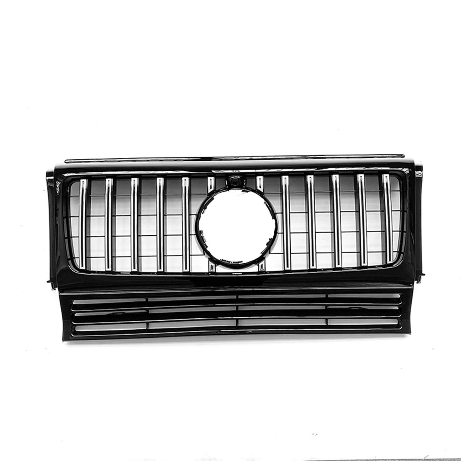 Für Benz G-Klasse W463 G500 G550 G63 G65 G55 Für AMG 1990–2012 2013 2014 2015 2016 2017 2018 Frontgrill Oberer Stoßfänger Haubengitter Grill Kühlergitter Auto Kühlergrill Frontgrill(Silber) von Bpjikxf
