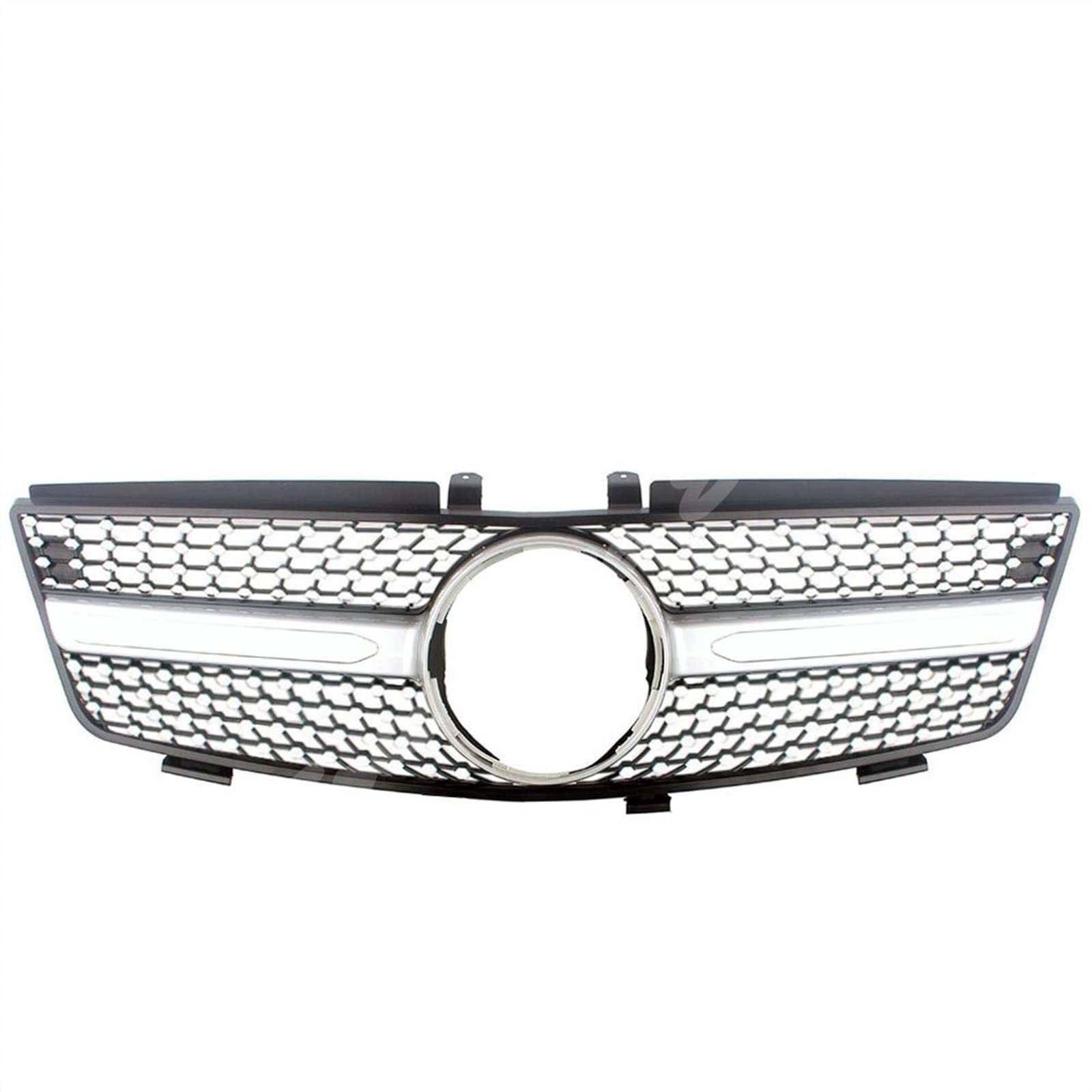 Für Benz W164 ML-Klasse ML280 ML320 ML350 ML420 ML500 2005 2006 2007 2008 2009 2010 2011 Auto Vorne Racing Oberen Stoßfänger Gitter Kühlergitter Auto Kühlergrill Frontgrill(Silver,A_2006-2008) von Bpjikxf