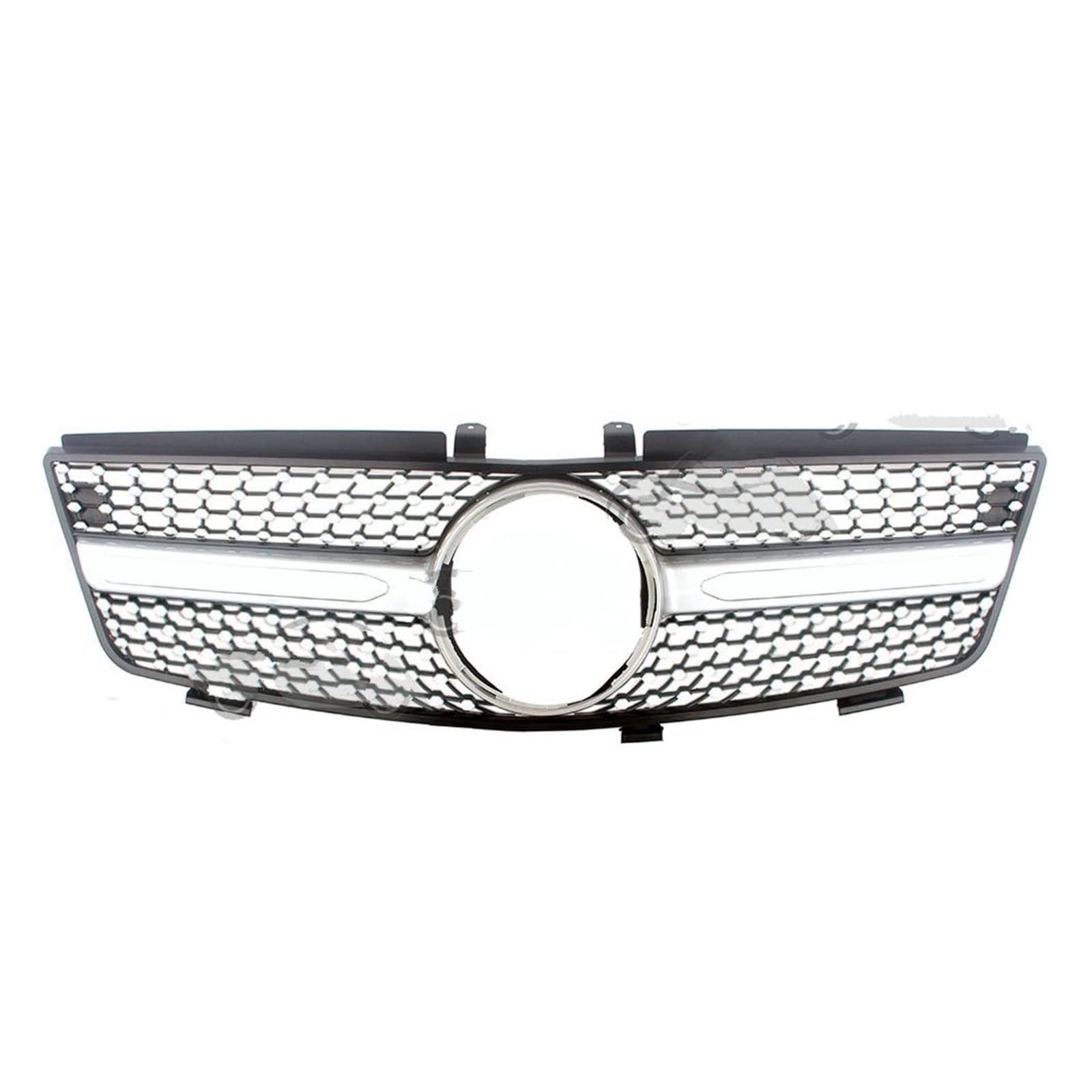 Für Benz W164 ML-Klasse ML280 ML320 ML350 ML420 ML500 2005 2006 2007 2008 Vorne Racing Billet Stoßfänger Grille Obere Abdeckung Kühlergitter Auto Kühlergrill Frontgrill(Silber) von Bpjikxf