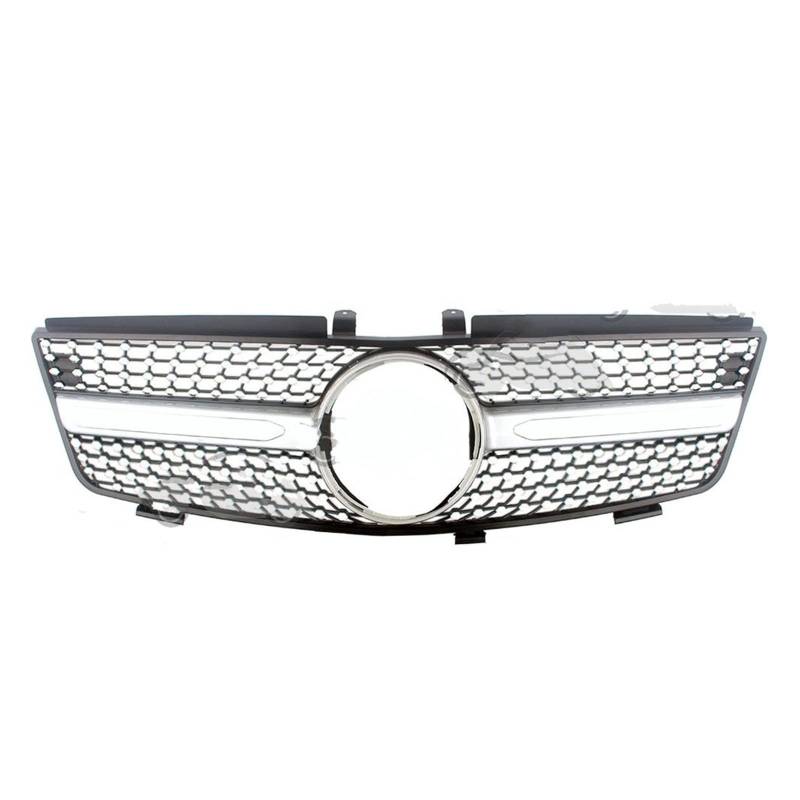 Für Benz W164 ML-Klasse Vorne Racing Billet Stoßstange Grille Obere Abdeckung ML280 ML320 ML350 ML420 ML500 2005 2006 2007 2008 Kühlergitter Auto Kühlergrill Frontgrill(Silber) von Bpjikxf