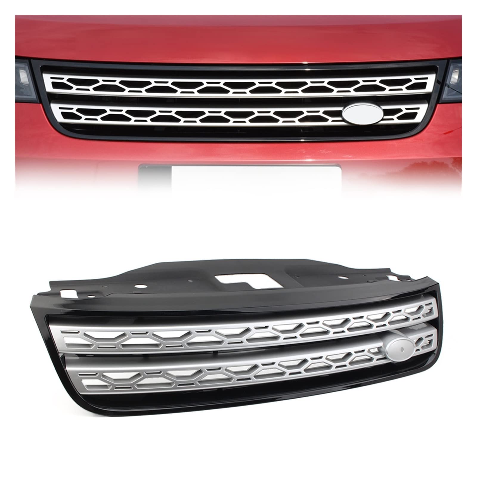 Für Land Für Rover Für Discovery 5 2017 2018 2019 2020 2021 Auto Frontstoßstange Grill Lufteinlass Kühlergrill Kühlergitter Auto Kühlergrill Frontgrill(Bright Silver) von Bpjikxf