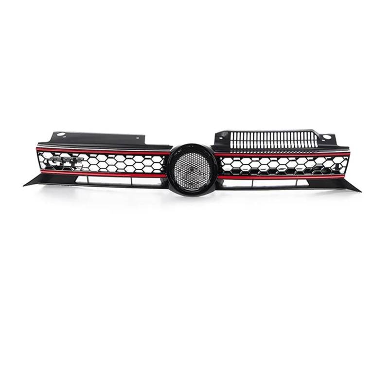 Für VW Für Golf 6 MK6 2009 2010 2011 2012 2013 Für GTI Style Center Racing Grill Honeycomb Mesh Auto Vorderen Stoßfänger Kühlergrill Kühlergitter Auto Kühlergrill Frontgrill(Red Line) von Bpjikxf