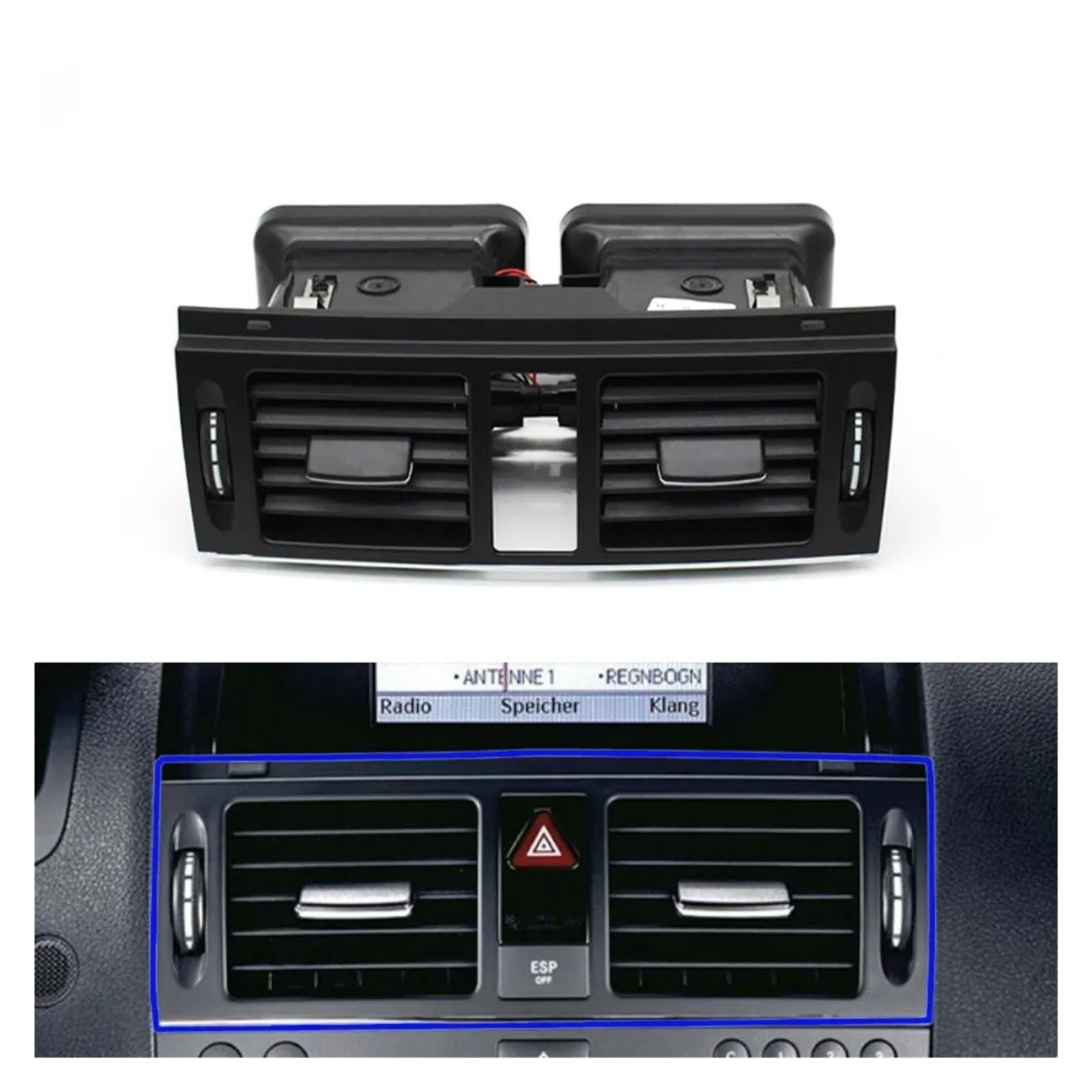 Grille Vent Klimaanlage Armaturenbrett-Mitte AC Air Vent Outlet Grille Montage Links Rechts AC Vent Für Benz C Klasse C180 C200 220 230 260 W204 2007-2011(Middle A) von Bpjikxf