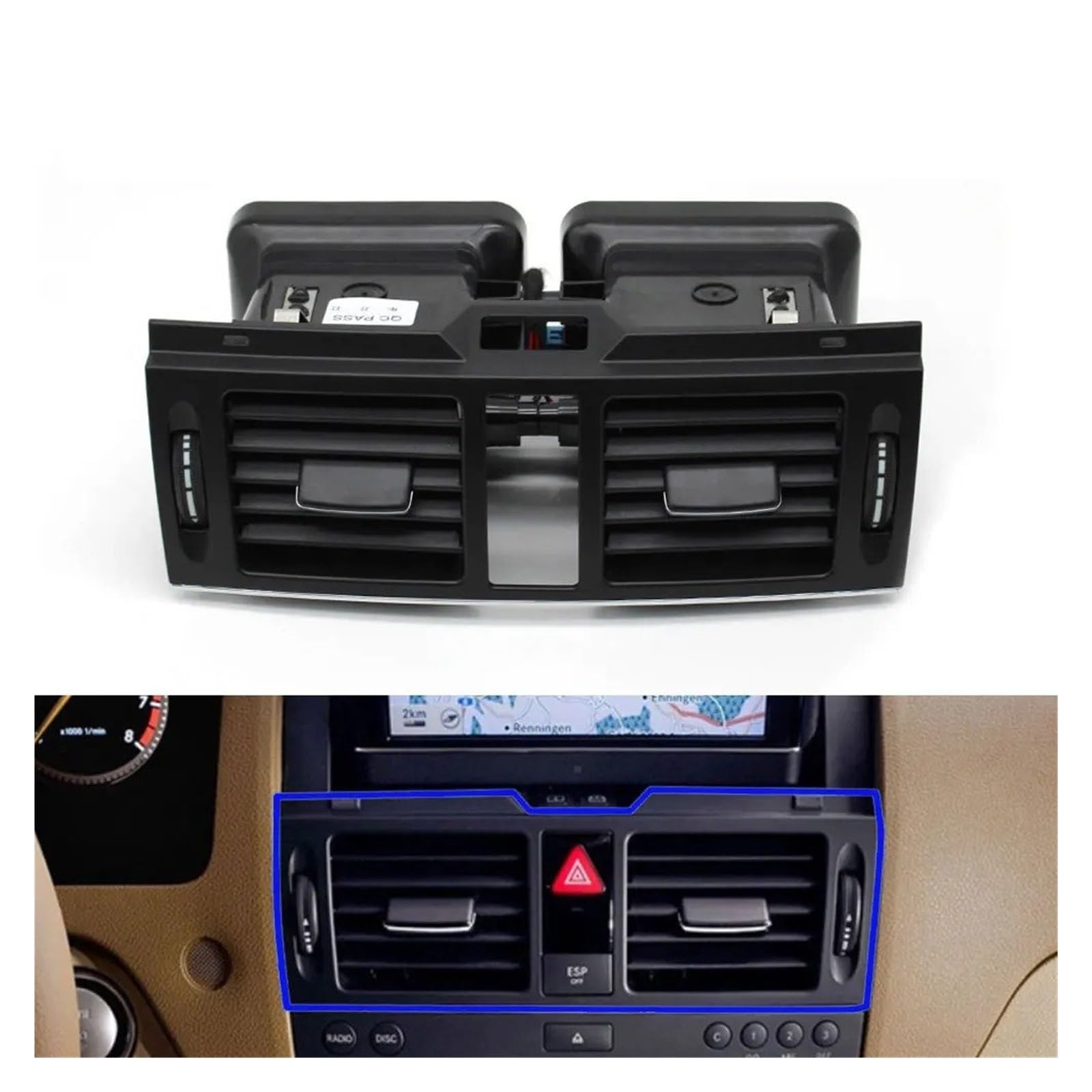 Grille Vent Klimaanlage Armaturenbrett-Mitte AC Air Vent Outlet Grille Montage Links Rechts AC Vent Für Benz C Klasse C180 C200 220 230 260 W204 2007-2011(Middle B) von Bpjikxf