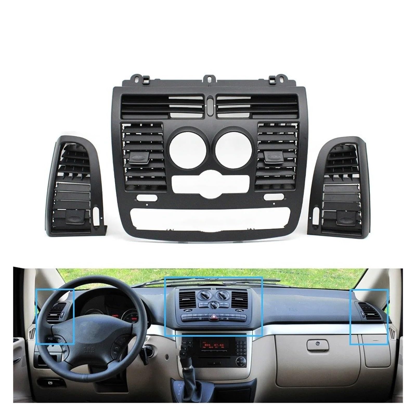 Grille Vent Klimaanlage Auto AC Vent Grille Links Rechts Zentrale Air Vent Outlet Abdeckung Panel Für Benz Für Vito Für Viano W636 W639 2004-2012 2013 2014 2015(Model A Set) von Bpjikxf