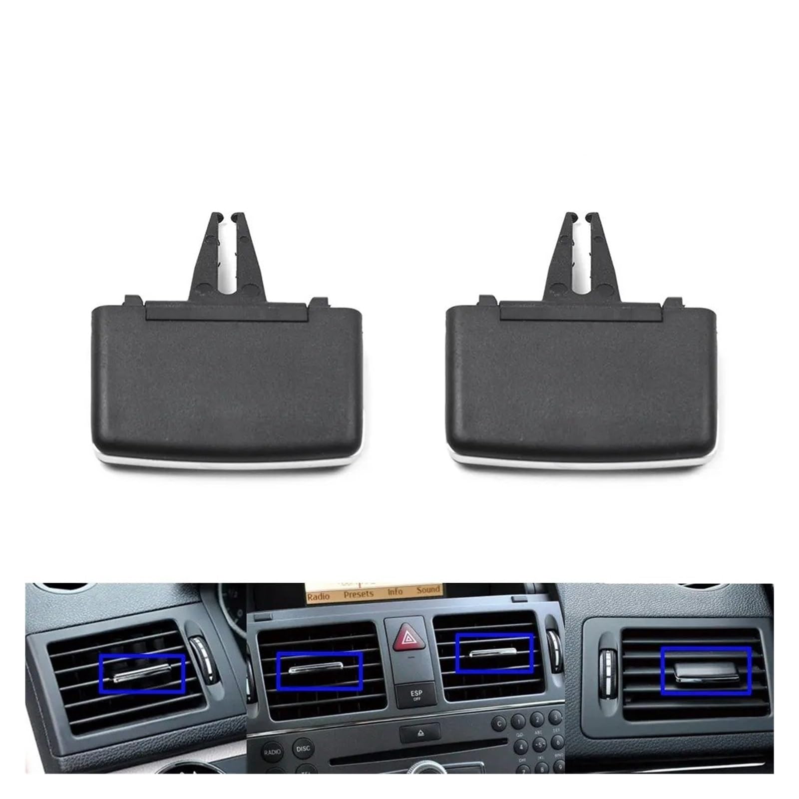 Grille Vent Klimaanlage Für Benz C-Klasse W204 C200 C230 C260 C300 2007-2011 2008 Armaturenbrett Links Rechts Klimaanlagenabdeckung Hinten AC Vent Grille Outlet Panel(2PCS Clips) von Bpjikxf