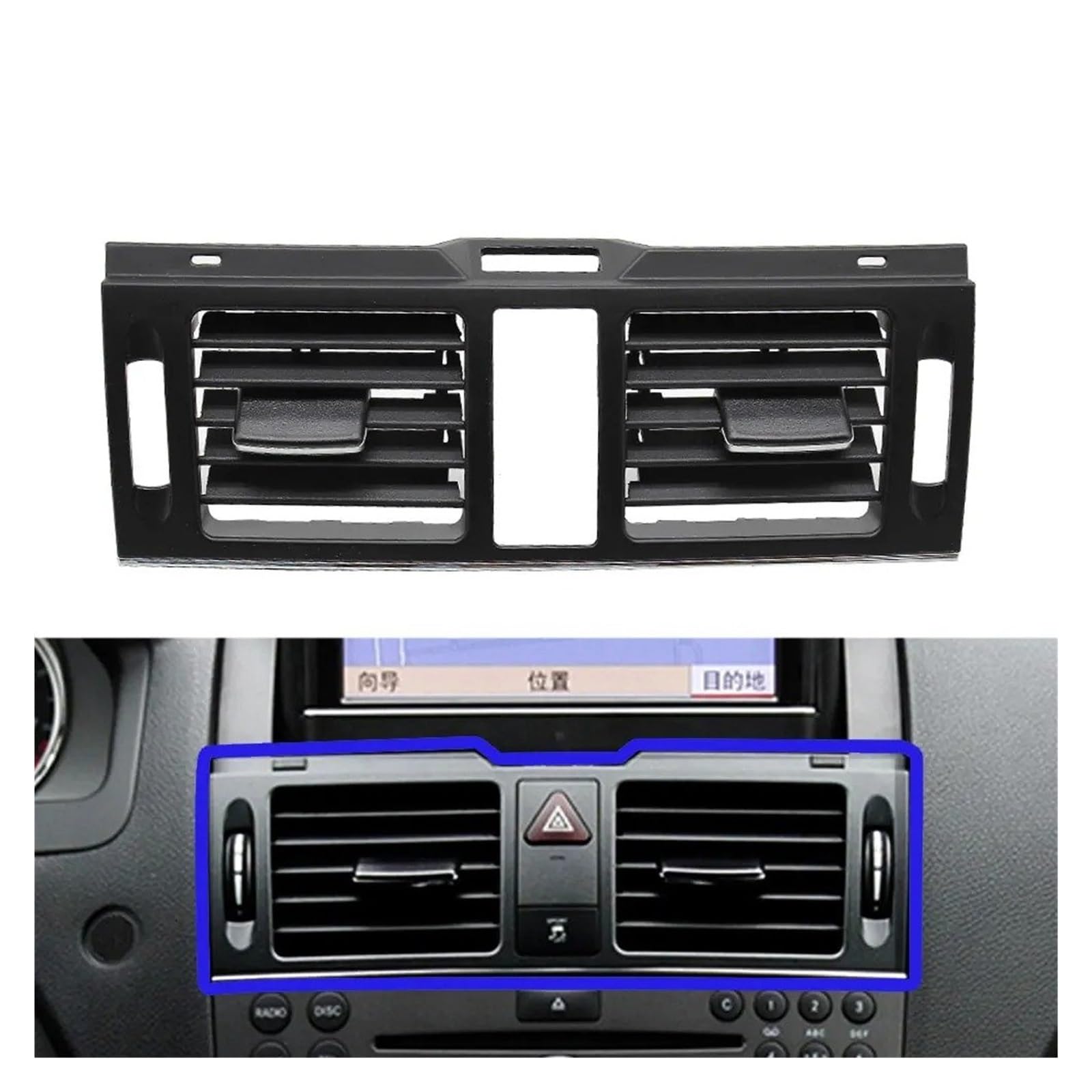 Grille Vent Klimaanlage Für Benz C-Klasse W204 C200 C230 C260 C300 2007-2011 2008 Armaturenbrett Links Rechts Klimaanlagenabdeckung Hinten AC Vent Grille Outlet Panel(Middle-Model B) von Bpjikxf
