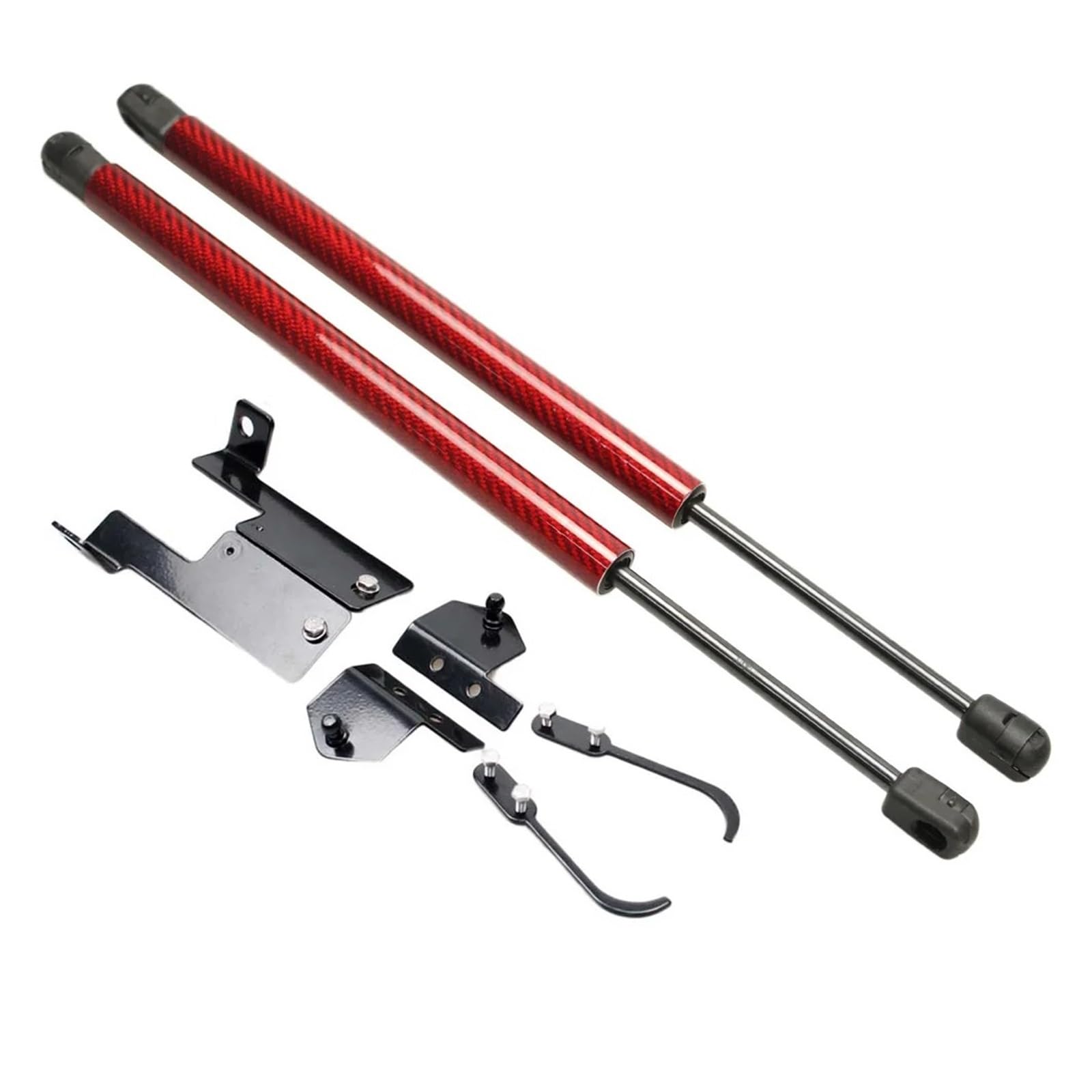 Haubenlift Motorhaubenlifte Für Jeep Für Wrangler (JK) 2007-2018 2017 Fronthaube Motorhaube Ändern Gasdruckfedern Hubunterstützung Stoßdämpfer Kolbenstangen Federn(Red Carbon Fiber) von Bpjikxf