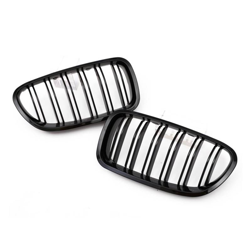 Silber Schwarz Matt Lamellen Chrom Vorne Niere Kühlergrill Für 5 Series F10 F11 F18 M5 2010 2011 2012 2013 2014 2015 Dual Bar Auto Grill Kühlergitter Auto Kühlergrill Frontgrill(Dual Gloss Black) von Bpjikxf