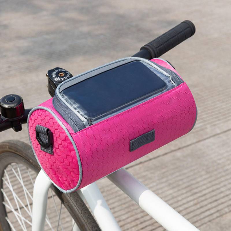 BradOc Lenkertasche Fahrrad, Fahrradtasche Vorne Lenker Grün mit Touchscreen PVC-Sichtfenster und Schultergurt, Multifunktionale Wasserdicht Lenkradtasche für E-Bike Rennrad,Rosa von BradOc