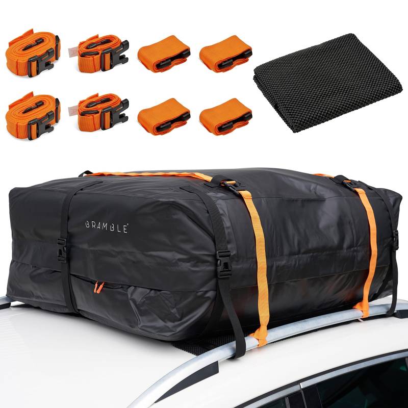 Bramble - XL Faltbare Auto Dachbox mit Gurten & Antirutschmatte, 430L - Dachgepäckträger Tasche, Dachgepäcktasche für Reisen - Wasserdicht & Robust von Bramble