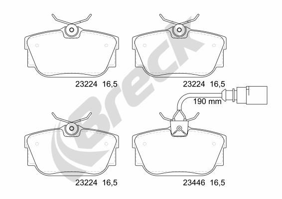 Bremsbelagsatz, Scheibenbremse Hinterachse Breck 23224 00 702 10 von Breck