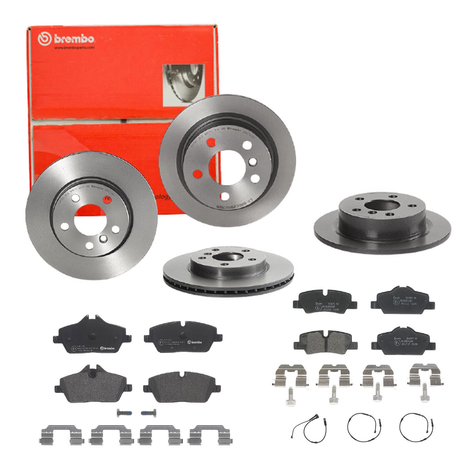 Brembo Bremsscheiben Coated + Beläge Vorne + Hinten für MINI Mini F55 F56 F57 von Brembo Bundle