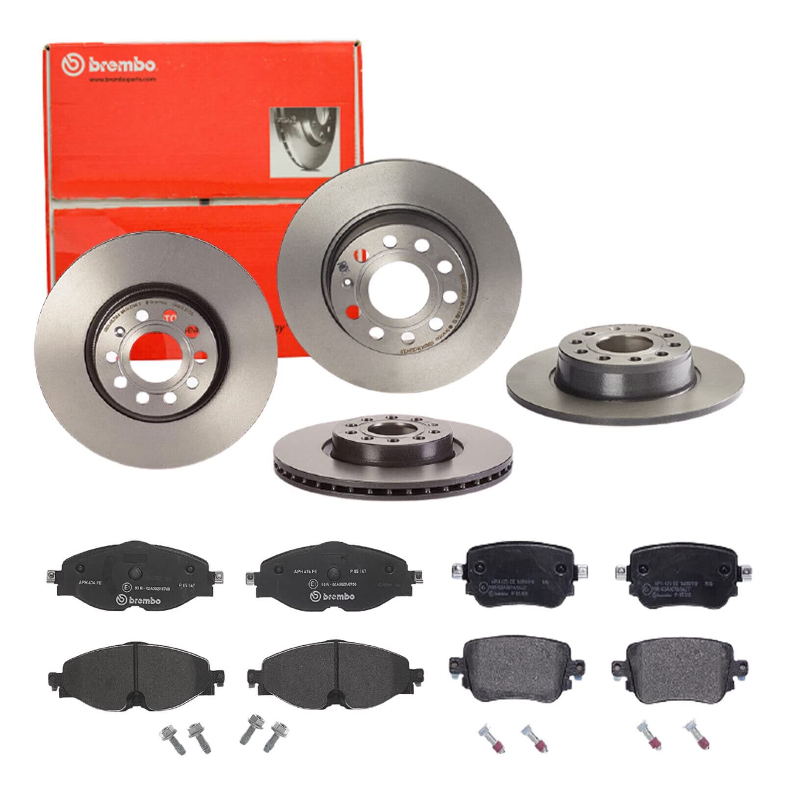 Brembo Bremsscheiben Coated + Beläge Vorne + Hinten für VW Caddy 4 Caddy Alltrack von Brembo Bundle