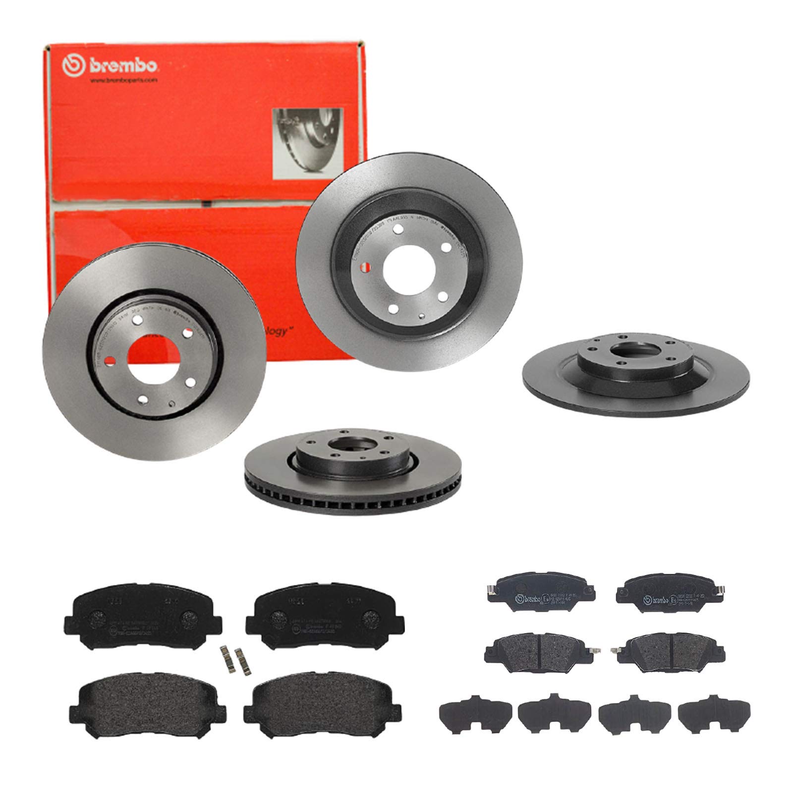 Brembo Bremsscheiben Coated + Bremsbeläge Vorne und Hinten für für Mazda 110-5 KF von Brembo Bundle