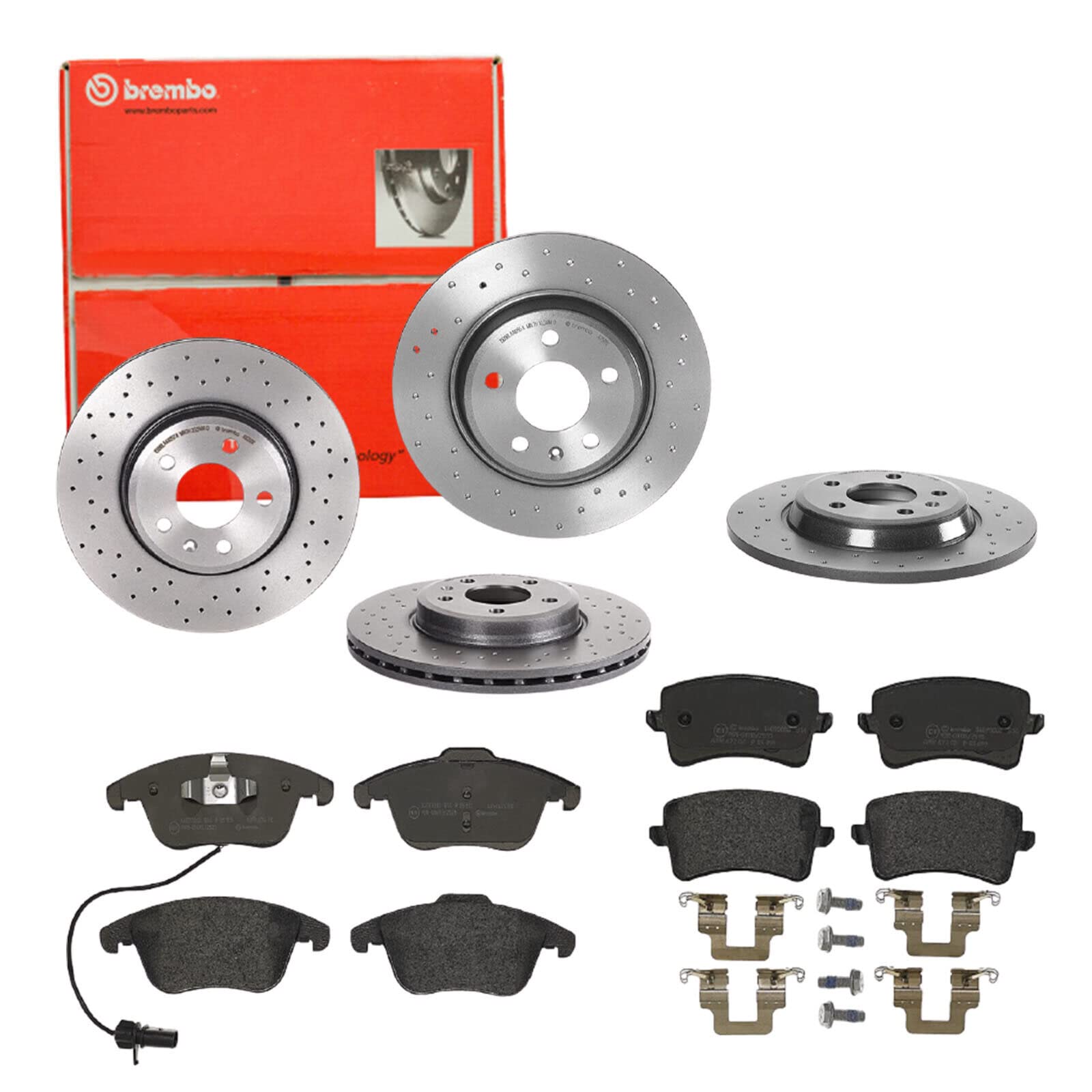 Bremsen Set Bremsscheiben Bremsbeläge Brembo vorne hinten für A4 Allroad Avant von Brembo Bundle