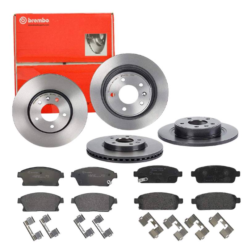 Bremsen Set Bremsscheiben + Bremsbeläge Vorne + Hinten für Opel Astra J Chevrolet von Brembo Bundle