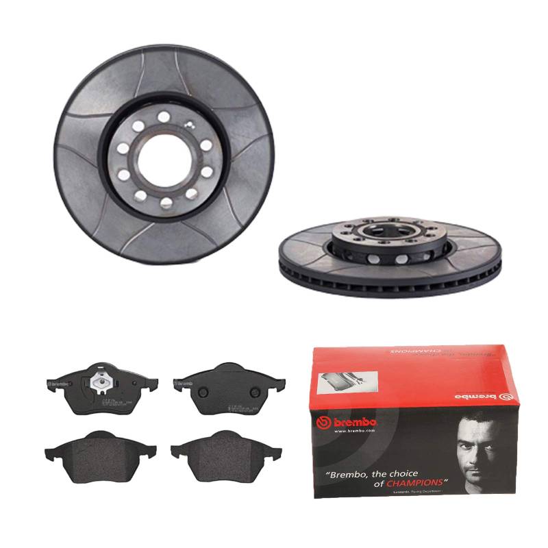 2 Bremsscheiben Geschlitzt 288 mm + Bremsbeläge Vorne von Brembo Geschlitzt (1420-53949) Bremsensatz Bremsanlage Bremsen-Kit,Bremsenset, Bremsscheiben, Bremsbeläge, Bremsen-Set, Beläge, Bremsbelag, von Brembo