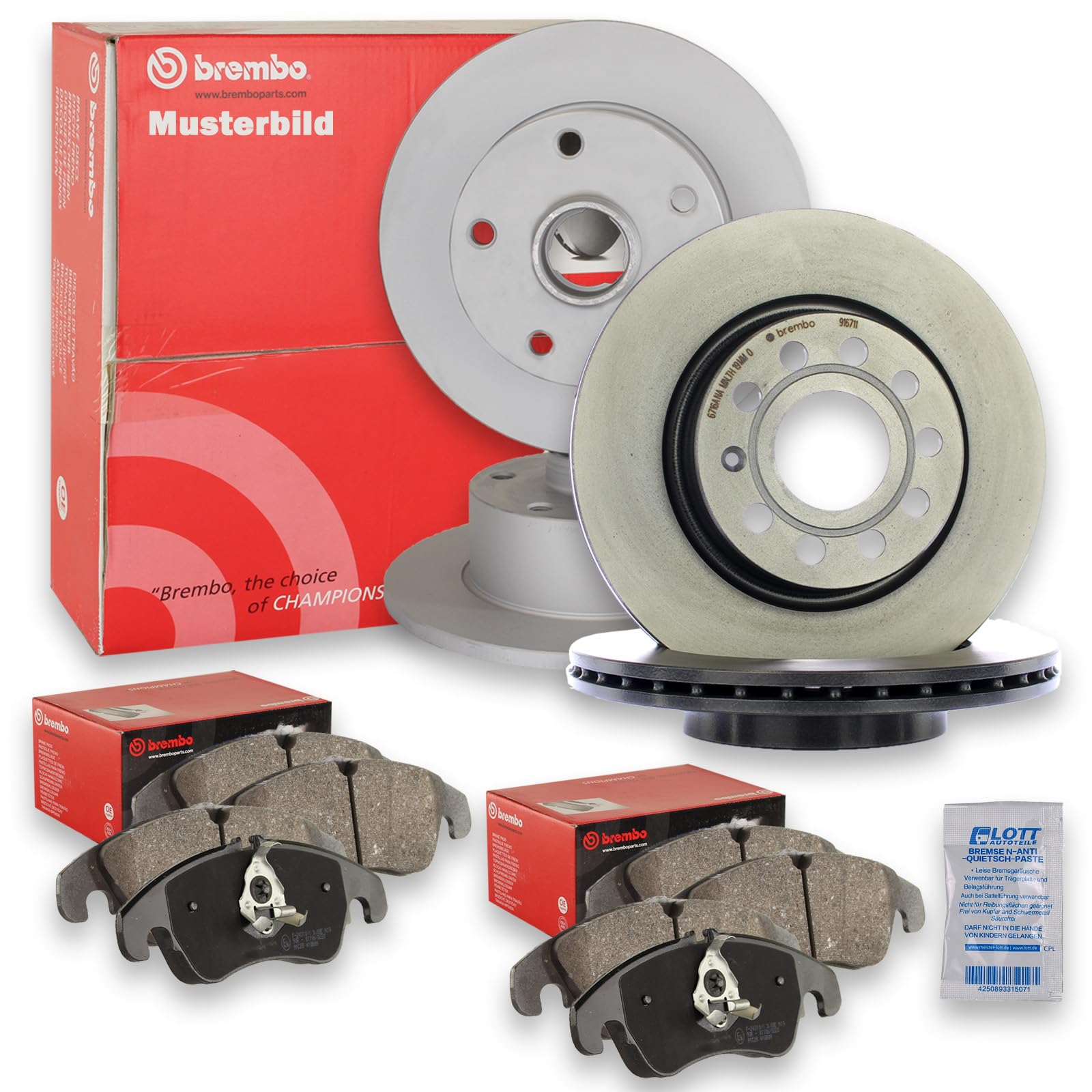 4 BREMBO Bremsscheiben + BREMBO Bremsbeläge vorne + hinten 4 BREMBO Bremsscheiben + BREMBO Bremsbeläge vorne + hinten von Brembo