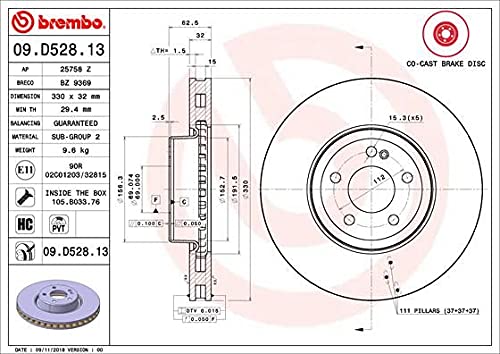 BREMBO 09.D528.13 Bremsscheibe BREMBO 09.D528.13 Bremsscheibe von Brembo