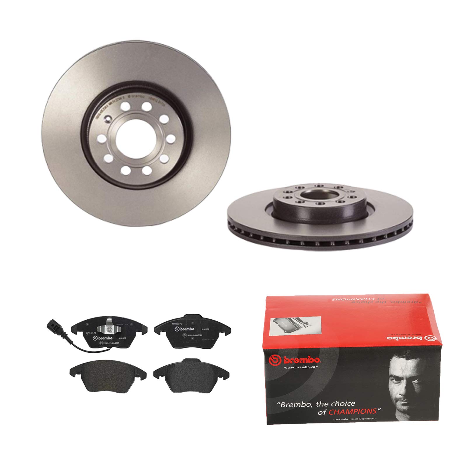 BREMBO BREMSSCHEIBEN Ø312 + BREMSBELÄGE VORNE FÜR VW GOLF PASSAT TOURAN AUDI A3 von Brembo