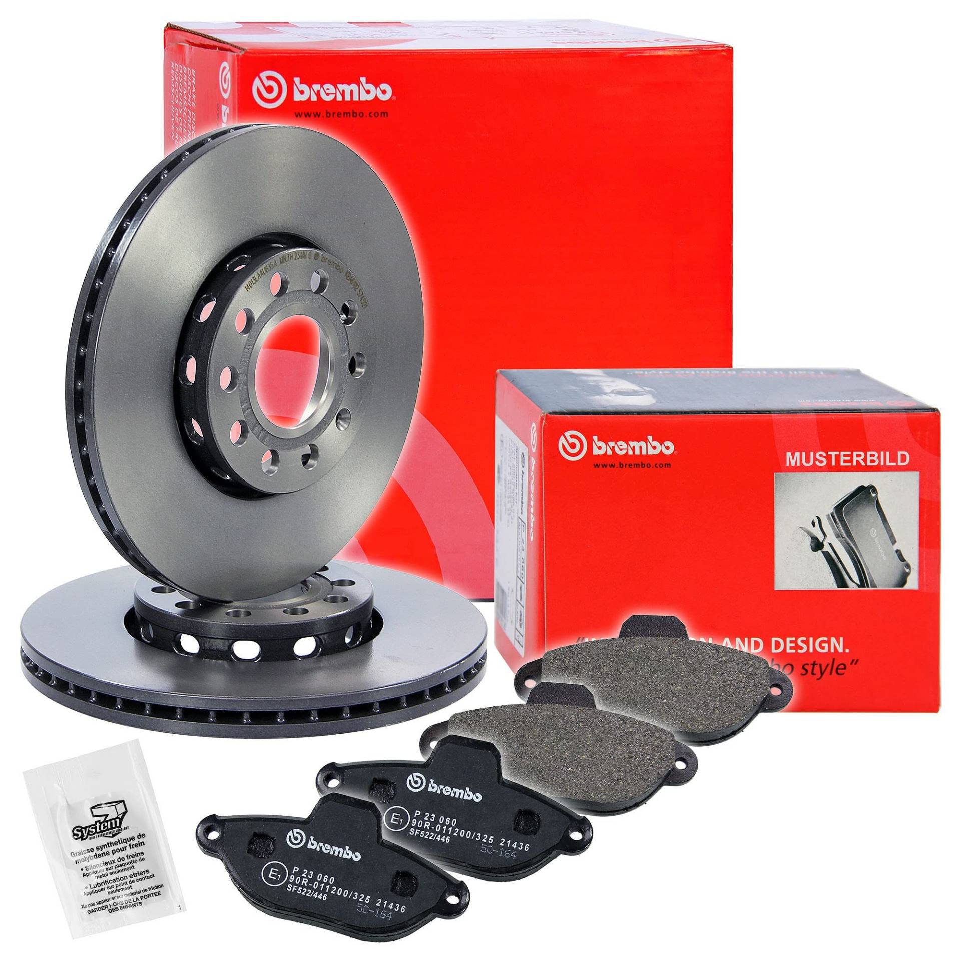 BREMBO Coated Disc Line Bremsenset Vorderachse inkl. Bremsscheiben Vorne Ø 300 mm Belüftet und Bremsbeläge Vorne, Passend für BMW 3 (E90), 3 Coupe (E92), 3 Touring (E91), Z4 Roadster (E89) von Brembo