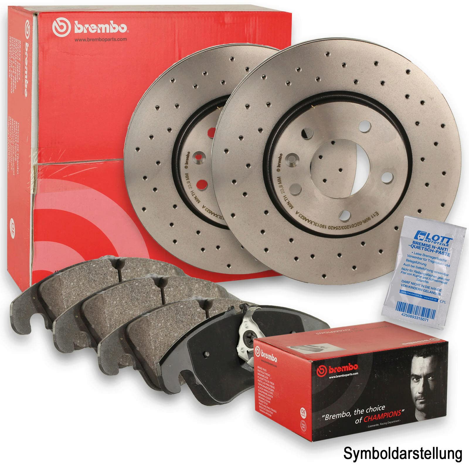 BREMBO XTRA LINE Sport Bremsscheiben Ø280mm gelocht + BREMBO Bremsbeläge Bremsbelagsatz vorne Vorderachse von Brembo