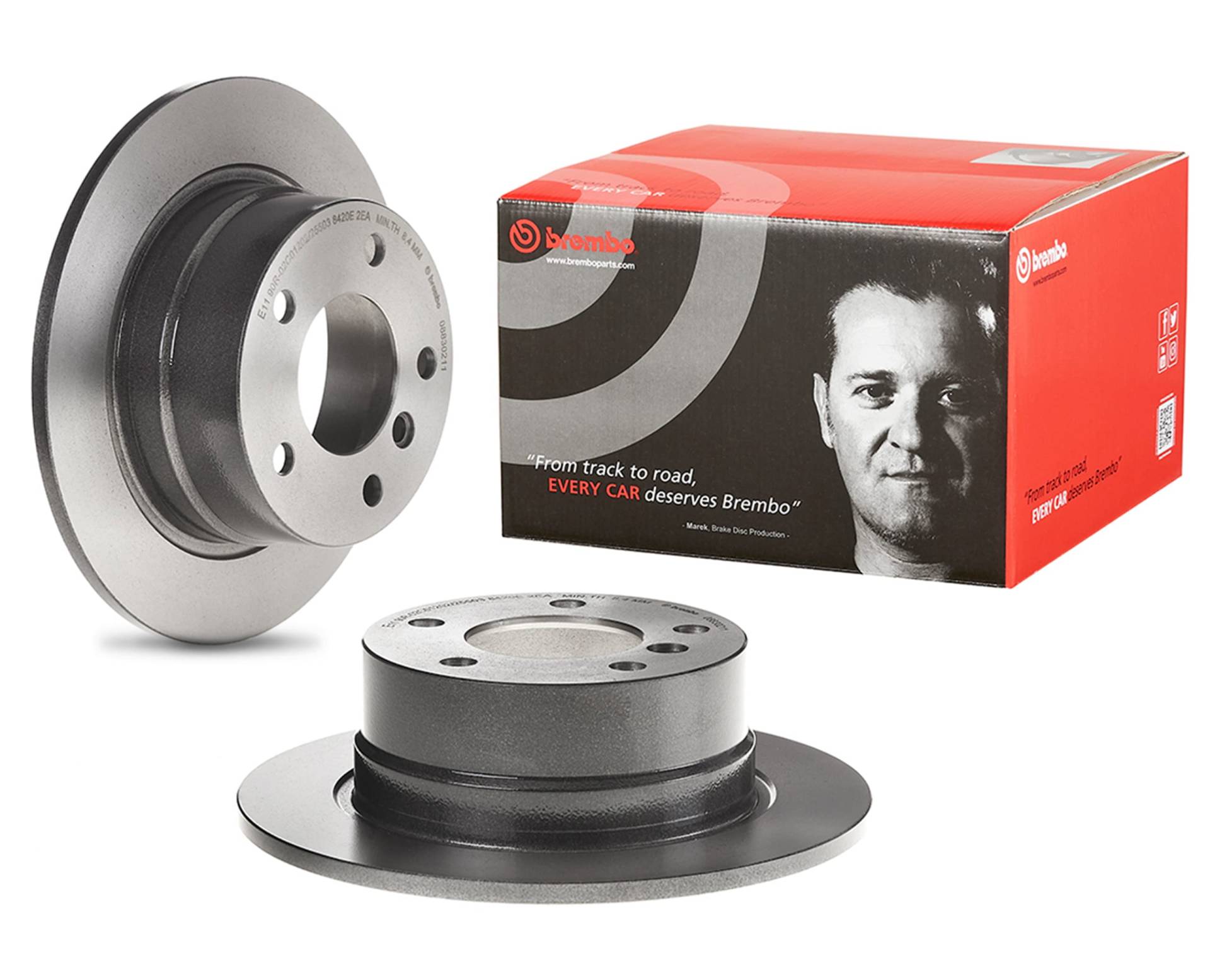 Brembo 08.8302.11 - Bremsscheibe mit UV-Lack (Set von 2 Stück) - hinten von Brembo