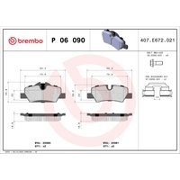 Bremsbelagsatz BREMBO P 06 090, Hinten von Brembo