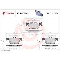 Bremsbelagsatz BREMBO P 24 201, Hinten von Brembo