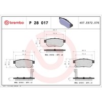 Bremsbelagsatz BREMBO P 28 017, Hinten Bremsbelagsatz BREMBO P 28 017, Hinten von Brembo