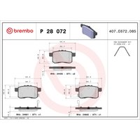 Bremsbelagsatz BREMBO P 28 072, Hinten von Brembo