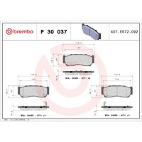 Bremsbelagsatz BREMBO P 30 037, Hinten von Brembo