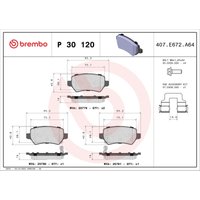 Bremsbelagsatz BREMBO P 30 120, Hinten von Brembo