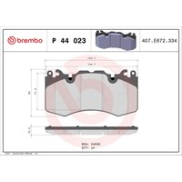 Bremsbelagsatz BREMBO P 44 023, Vorne Bremsbelagsatz BREMBO P 44 023, Vorne von Brembo