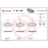 Bremsbelagsatz BREMBO P 50 168, Hinten Bremsbelagsatz BREMBO P 50 168, Hinten von Brembo