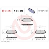 Bremsbelagsatz BREMBO P 56 046, Hinten von Brembo